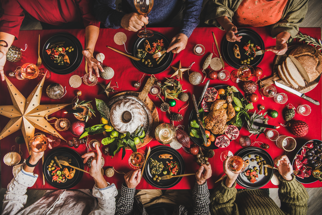 Christmas dinner on a table