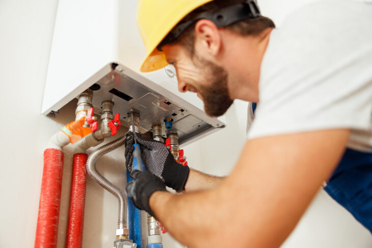 Man fixing a boiler