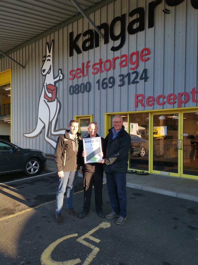 Chris Stevens CEO / Graham Neville Store Manager in Dundee and Raymond Lynch, Trading Standards Manager at Dundee City Council outside the Dundee store.