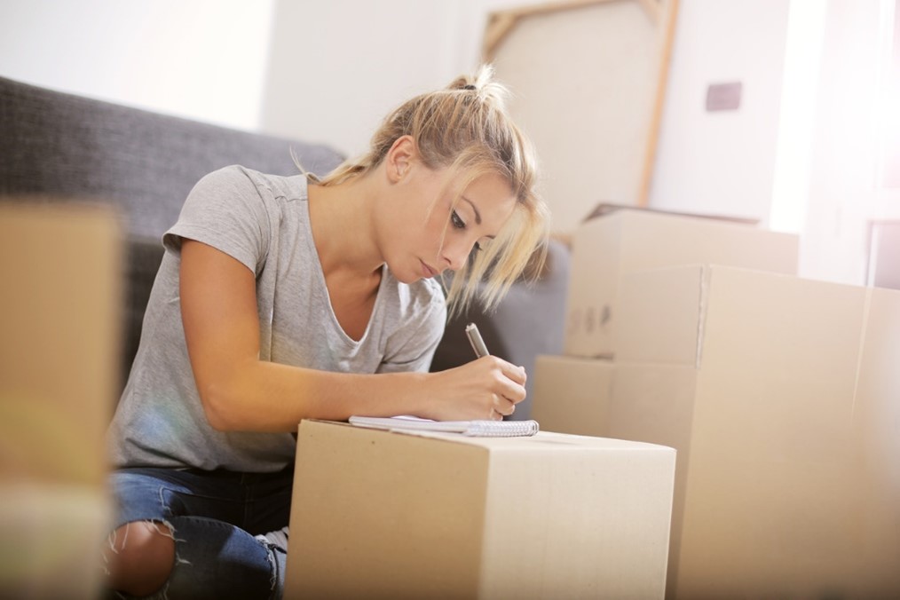 Student packing up university flat